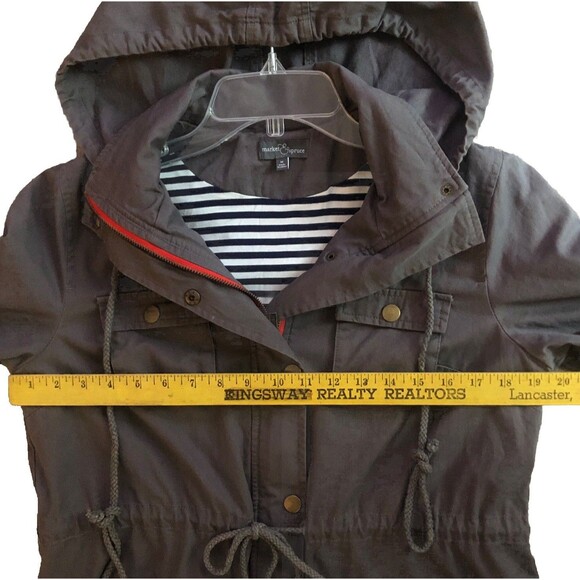 Market & Spruce Chaplin Hooded Anorak Jacket Womens Sz M Military Utility Cargo - Picture 10 of 15